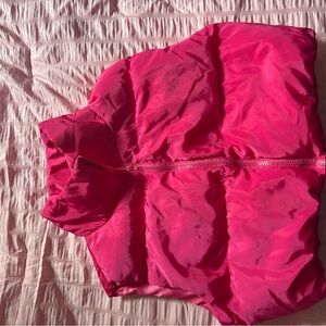 Vibrant Pink Puffer Crop Vest